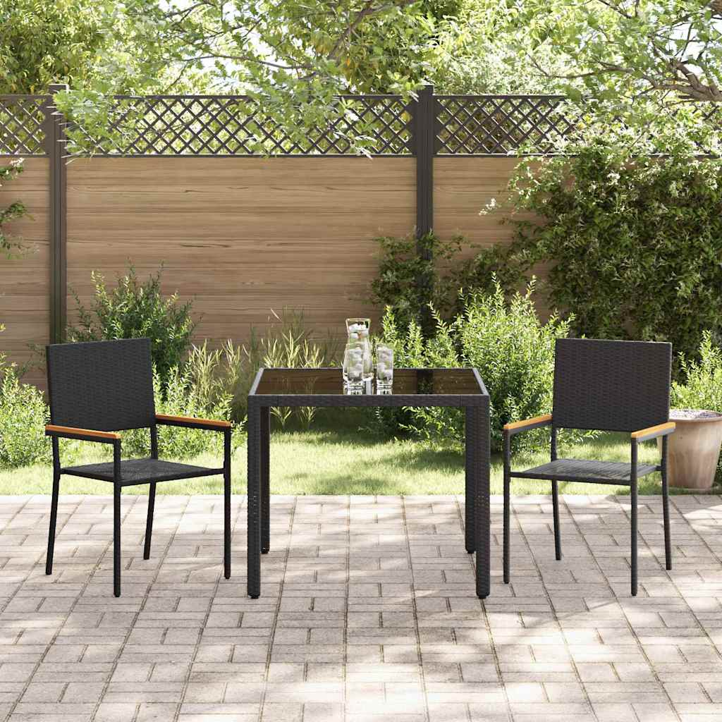 vidaXL Zestaw do jadalni w ogrodzie 3 pcs Czarny polirattan