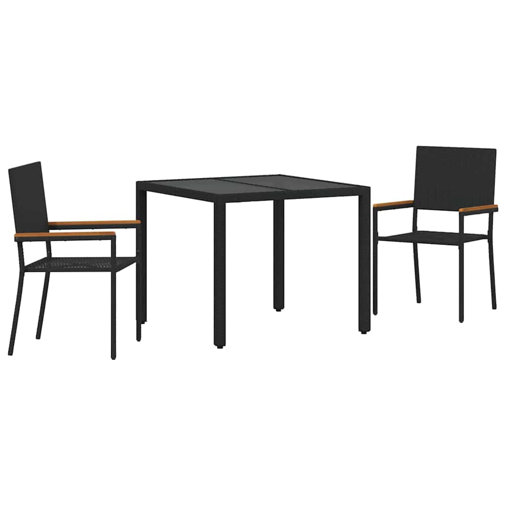 vidaXL Zestaw do jadalni w ogrodzie 3 pcs Czarny polirattan