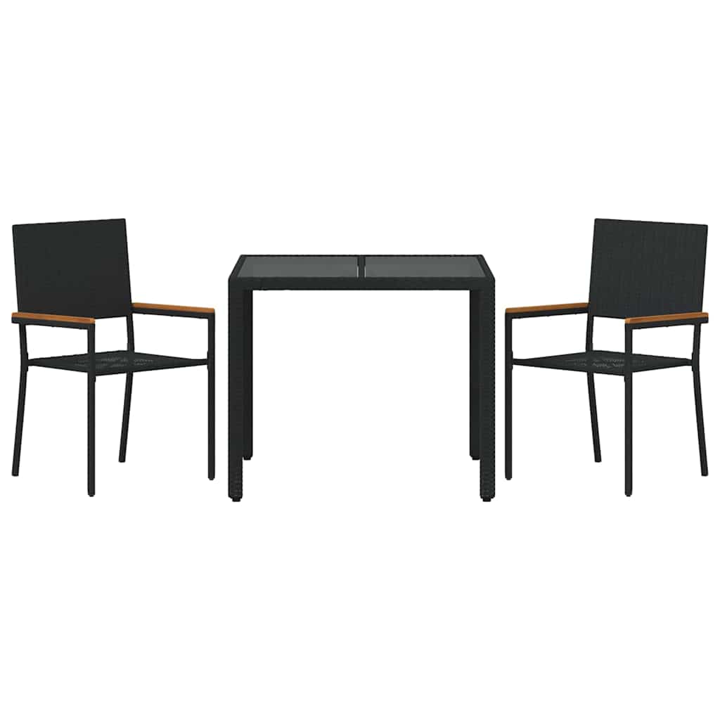 vidaXL Zestaw do jadalni w ogrodzie 3 pcs Czarny polirattan