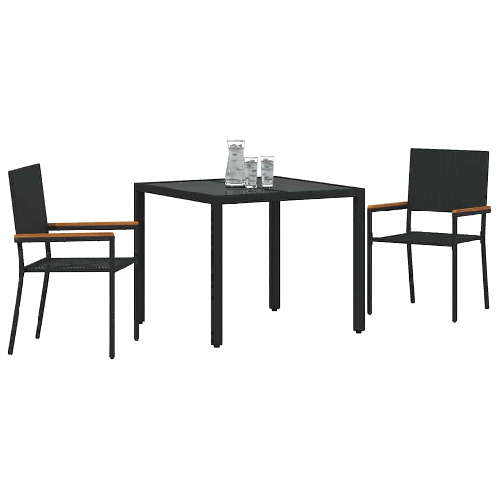 vidaXL Zestaw do jadalni w ogrodzie 3 pcs Czarny polirattan