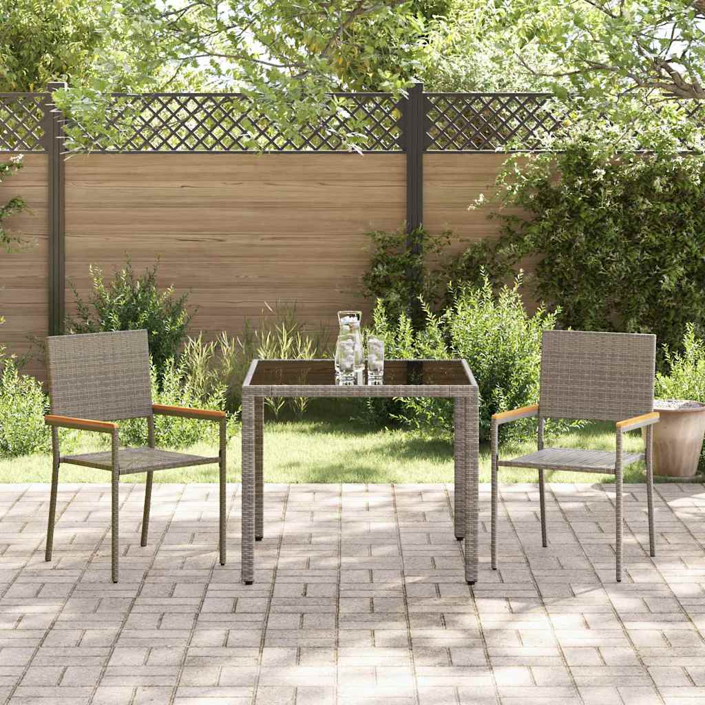 vidaXL Zestaw do jadalni w ogrodzie 3 pcs Szary polirattan