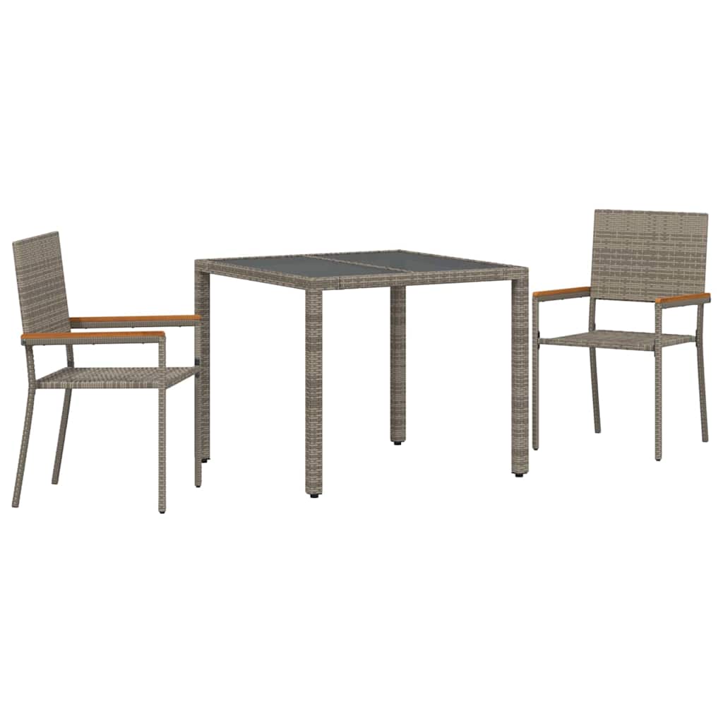 vidaXL Zestaw do jadalni w ogrodzie 3 pcs Szary polirattan