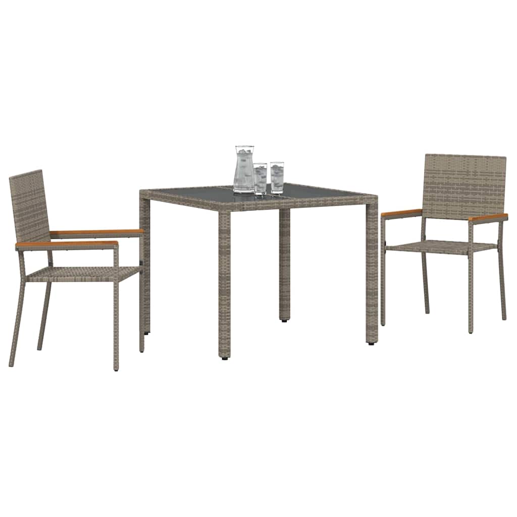vidaXL Zestaw do jadalni w ogrodzie 3 pcs Szary polirattan