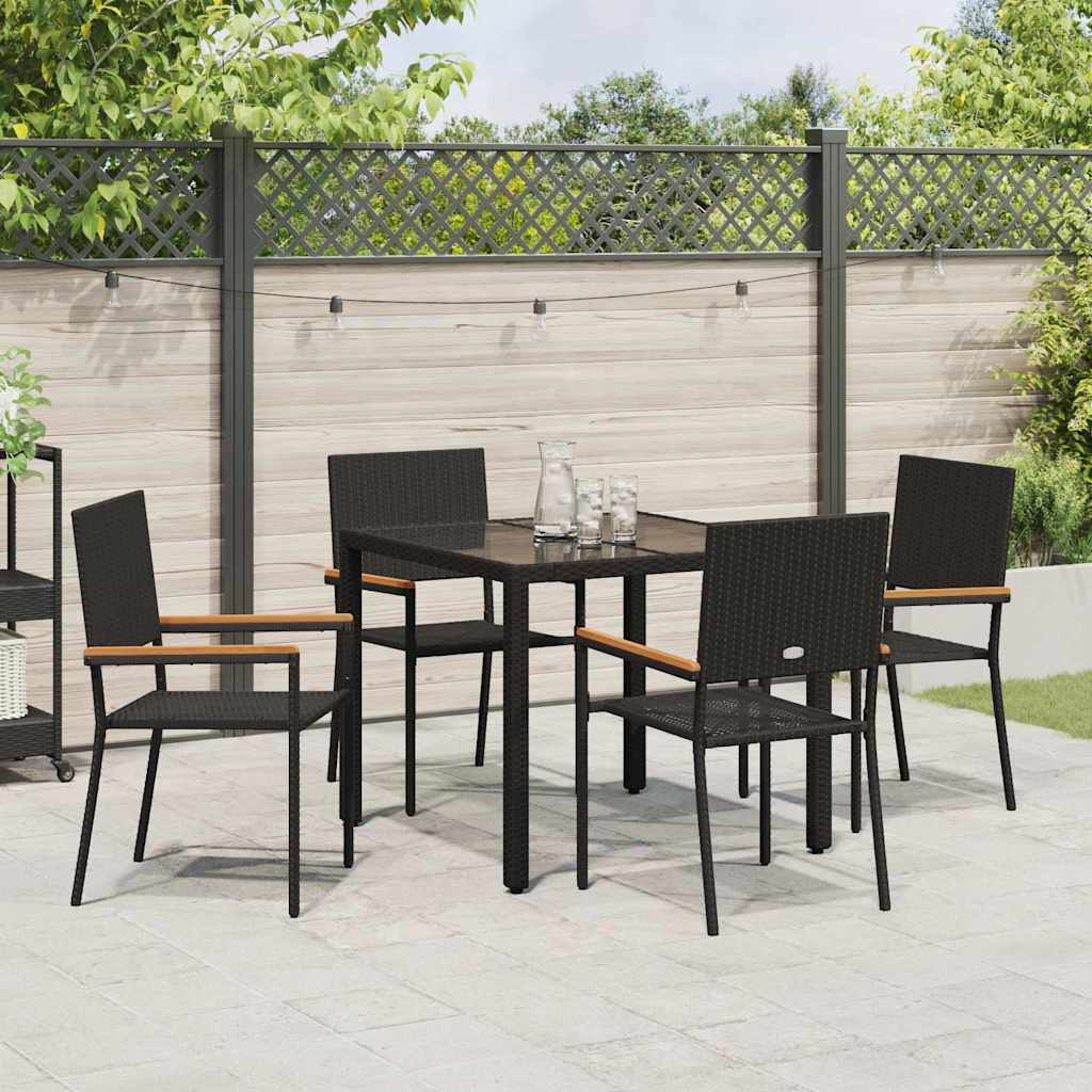 vidaXL Zestaw do jadalni w ogrodzie 5 pcs Czarny polirattan