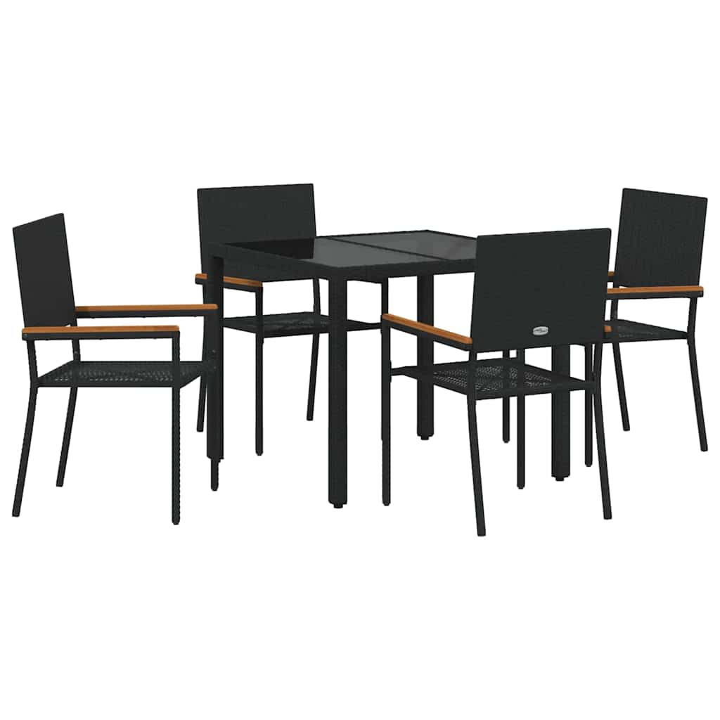 vidaXL Zestaw do jadalni w ogrodzie 5 pcs Czarny polirattan