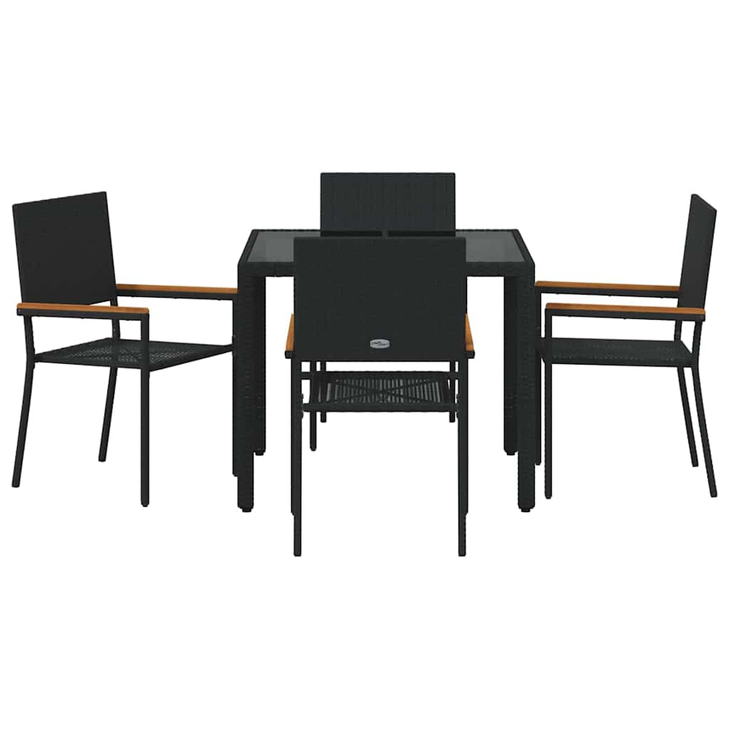 vidaXL Zestaw do jadalni w ogrodzie 5 pcs Czarny polirattan