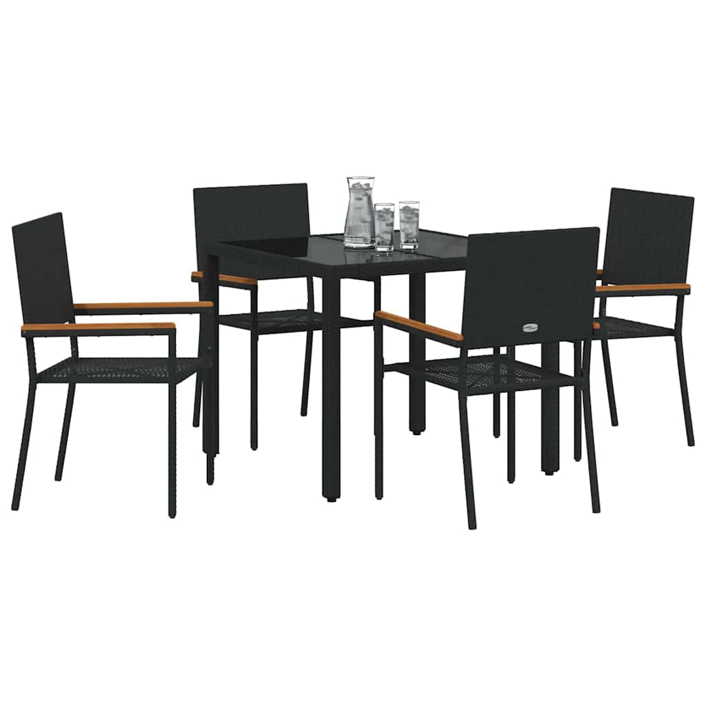 vidaXL Zestaw do jadalni w ogrodzie 5 pcs Czarny polirattan
