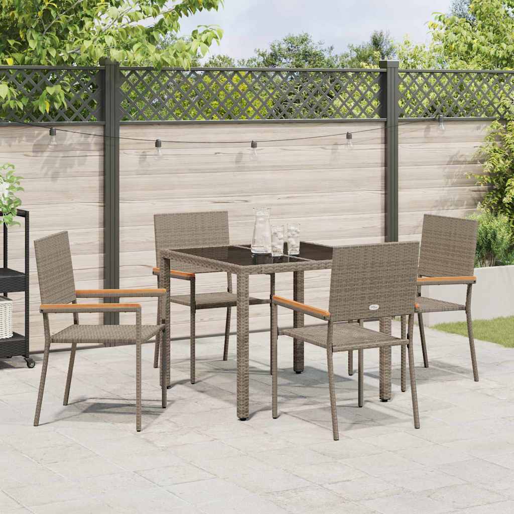 vidaXL Zestaw do jadalni w ogrodzie 5 pcs Szary polirattan