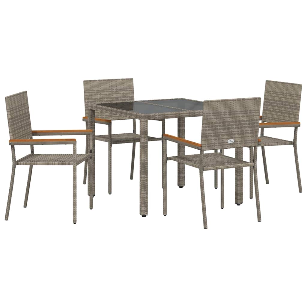 vidaXL Zestaw do jadalni w ogrodzie 5 pcs Szary polirattan