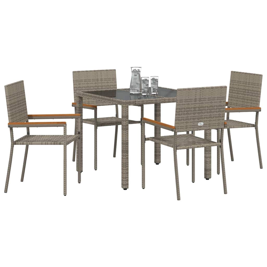 vidaXL Zestaw do jadalni w ogrodzie 5 pcs Szary polirattan