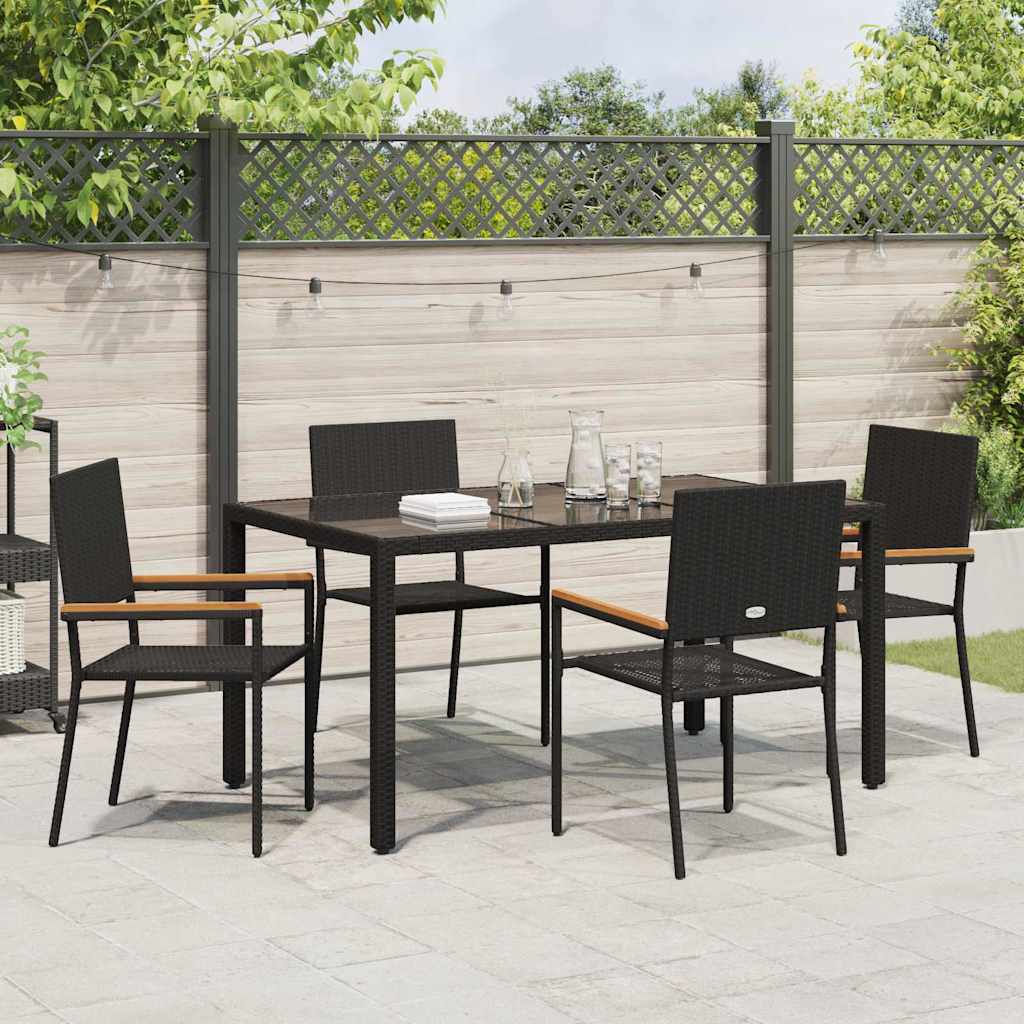 vidaXL Zestaw do jadalni w ogrodzie 5 pcs Czarny polirattan