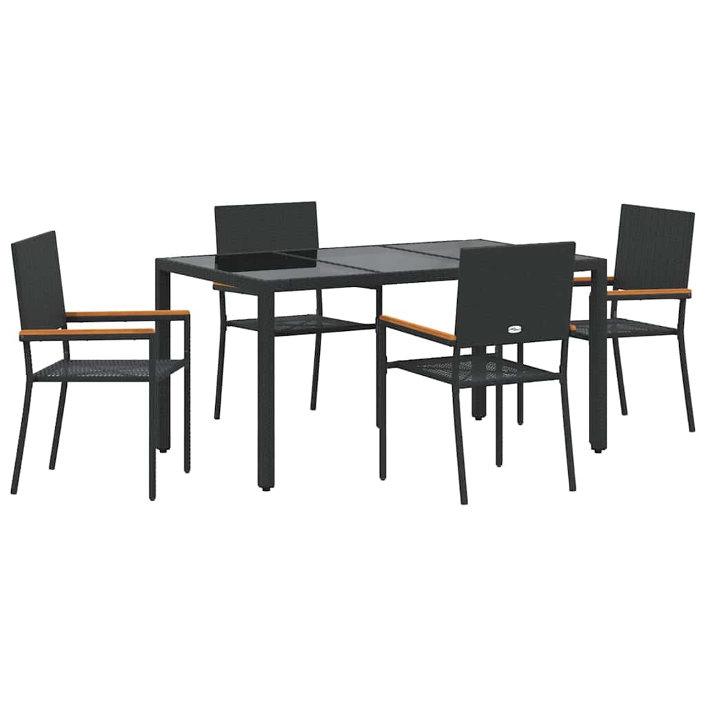 vidaXL Zestaw do jadalni w ogrodzie 5 pcs Czarny polirattan