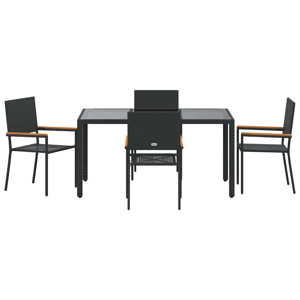 vidaXL Zestaw do jadalni w ogrodzie 5 pcs Czarny polirattan