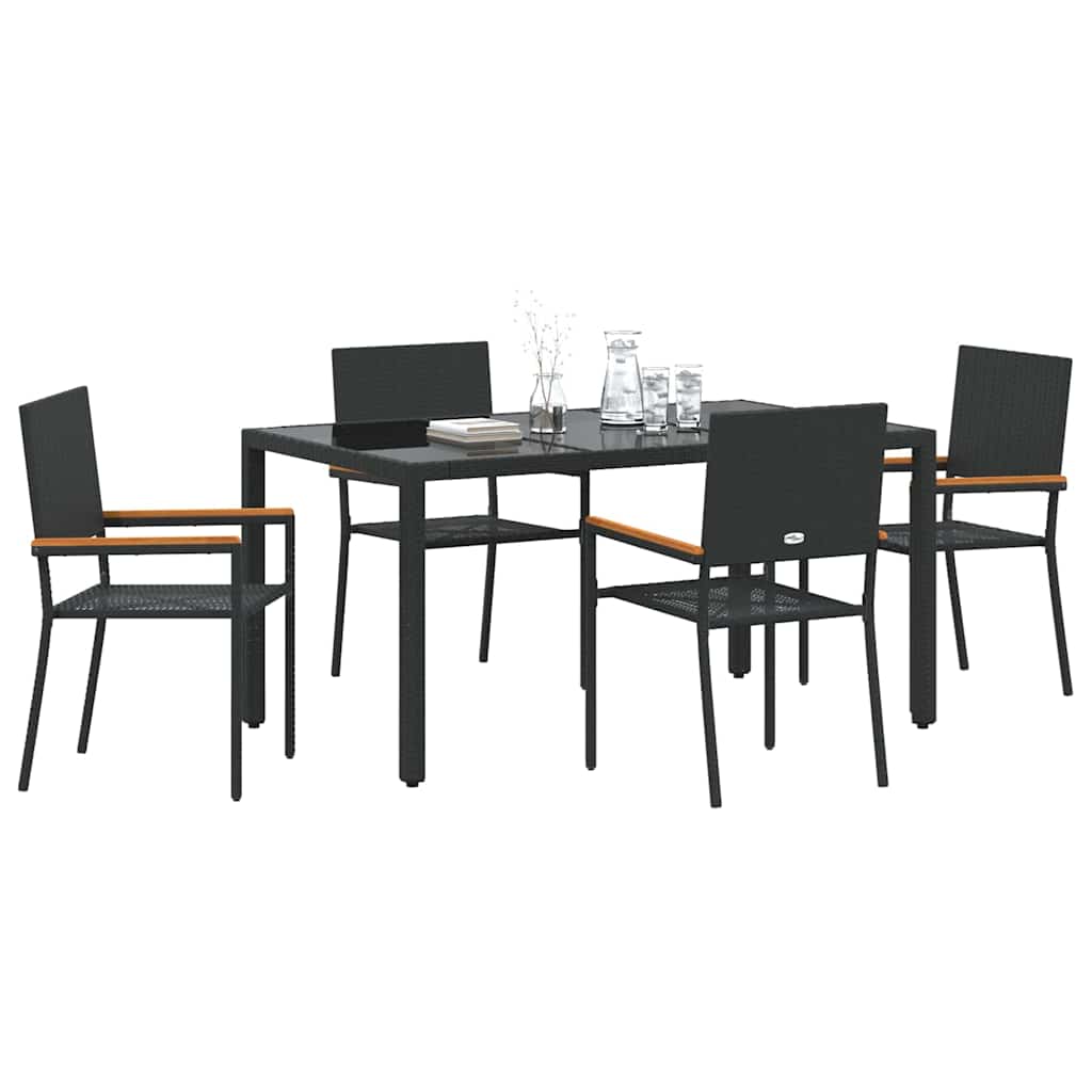 vidaXL Zestaw do jadalni w ogrodzie 5 pcs Czarny polirattan