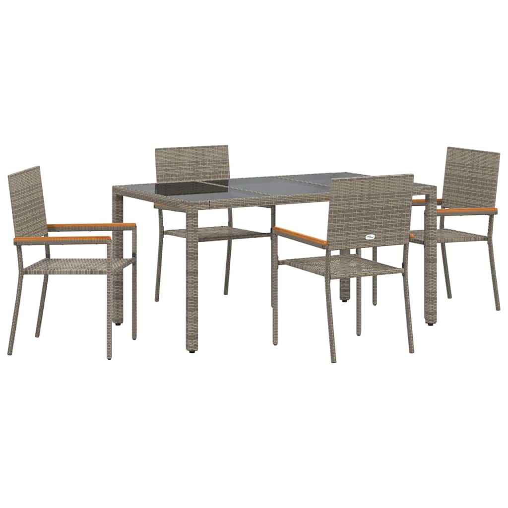 vidaXL Zestaw do jadalni w ogrodzie 5 pcs Szary polirattan