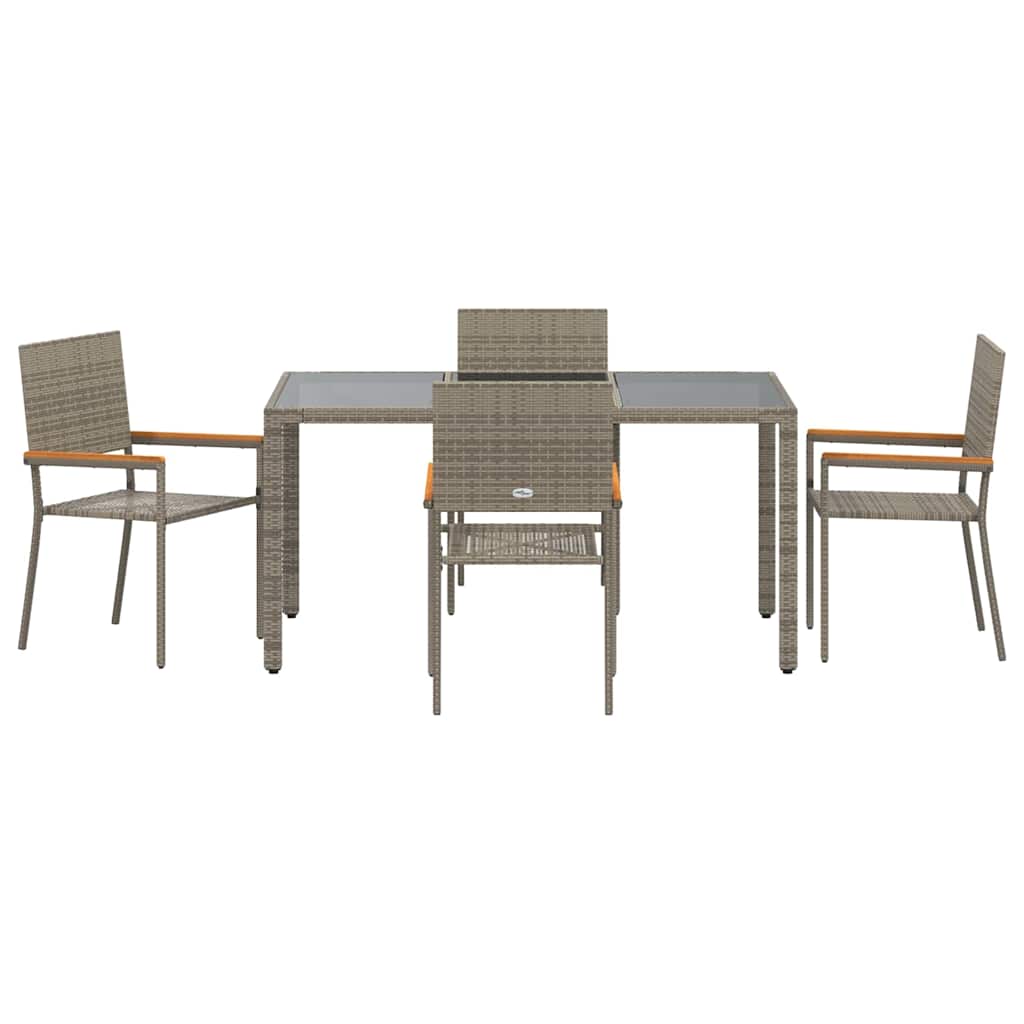 vidaXL Zestaw do jadalni w ogrodzie 5 pcs Szary polirattan