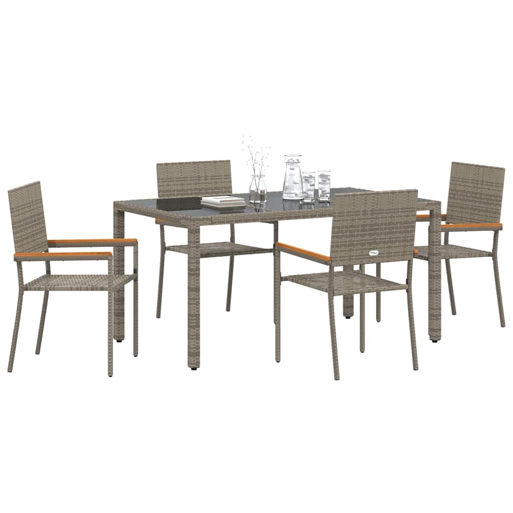 vidaXL Zestaw do jadalni w ogrodzie 5 pcs Szary polirattan