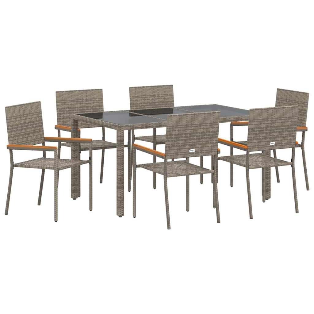 vidaXL Zestaw do jadalni w ogrodzie 7 pcs Szary polirattan