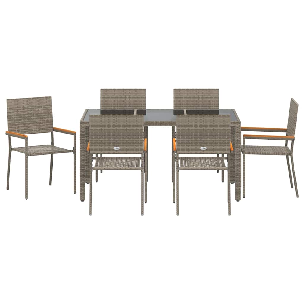 vidaXL Zestaw do jadalni w ogrodzie 7 pcs Szary polirattan