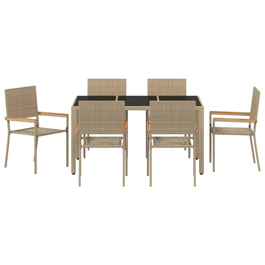 vidaXL Zestaw do jadalni w ogrodzie 7 pcs Beżowy polirattan