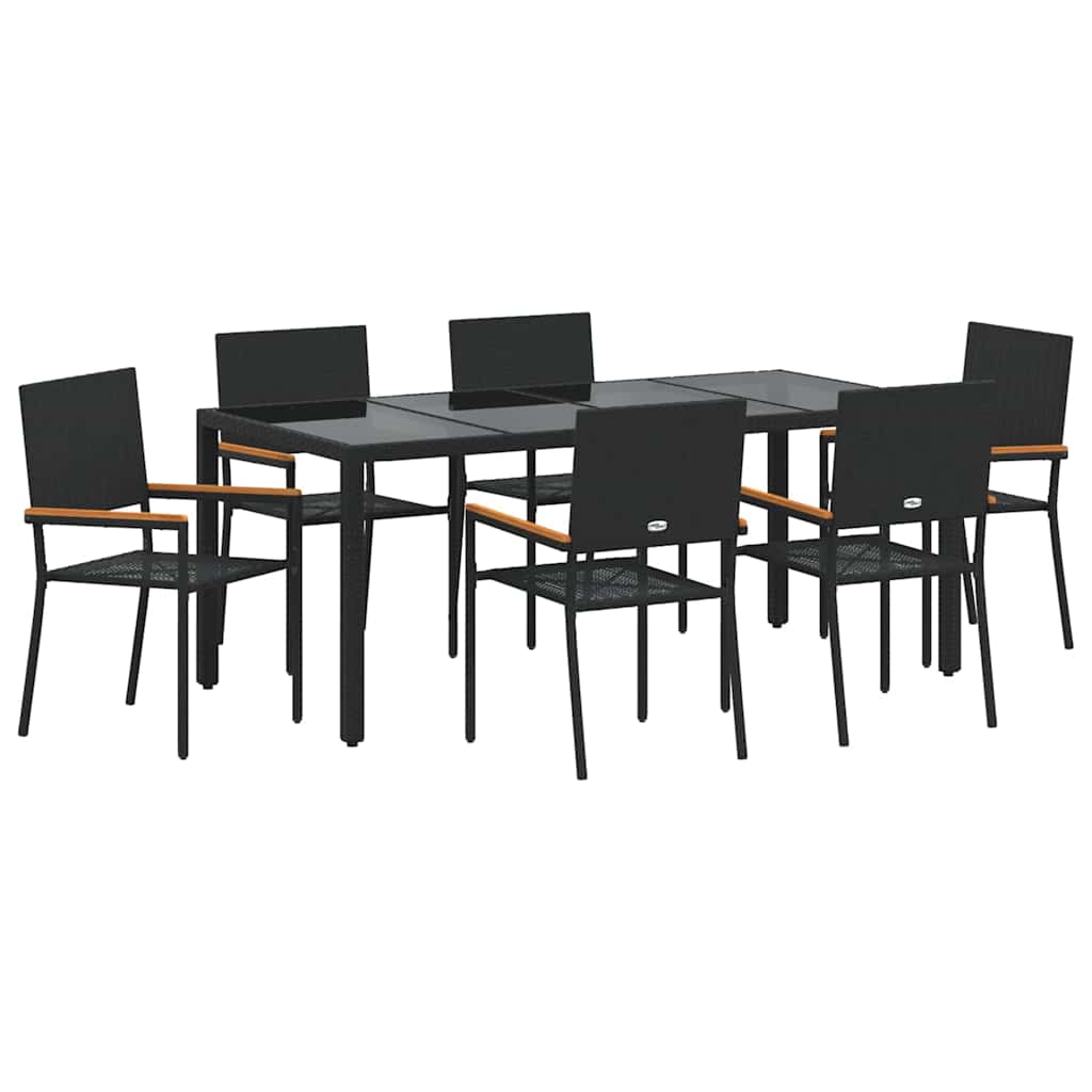 vidaXL Zestaw do jadalni w ogrodzie 7 pcs Czarny polirattan
