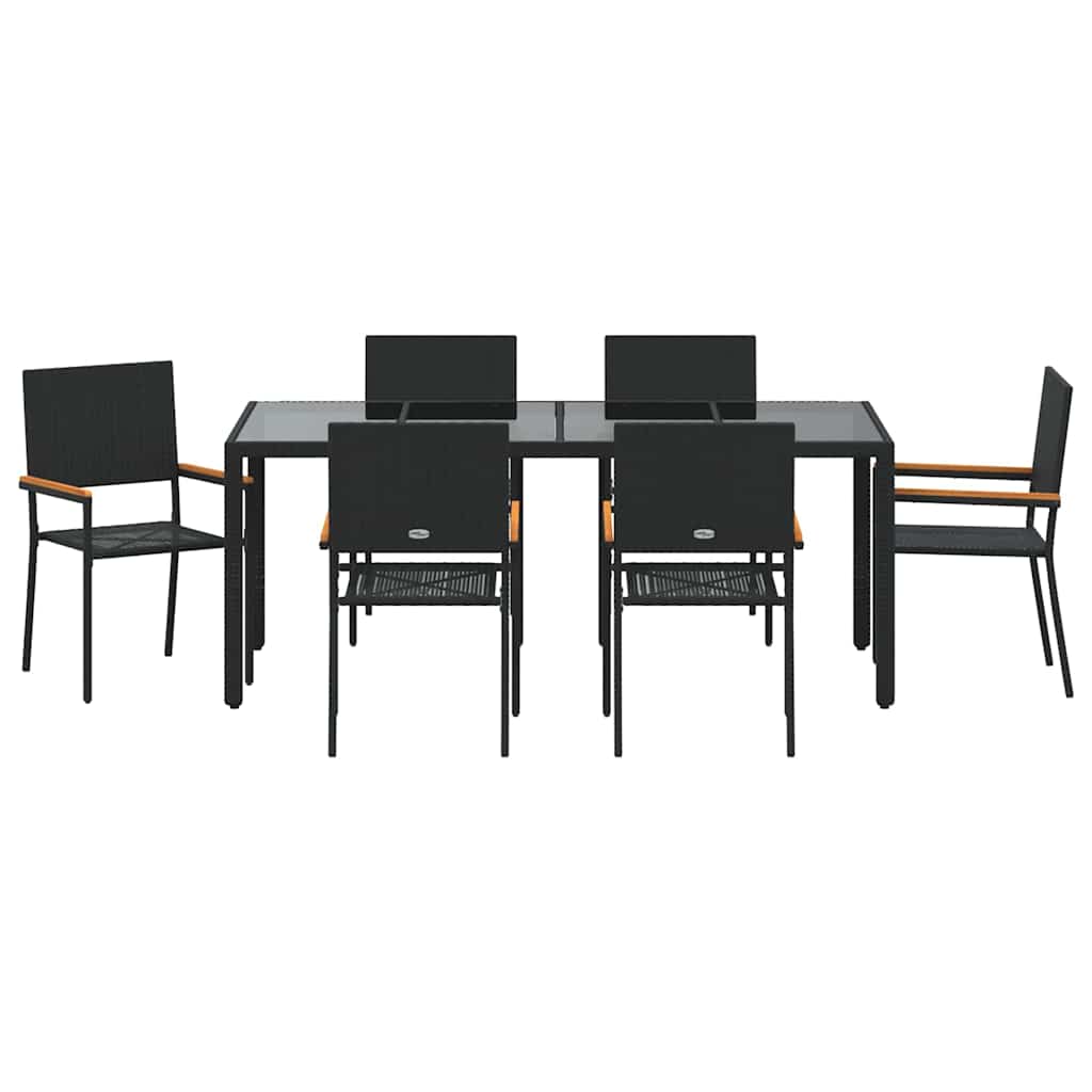 vidaXL Zestaw do jadalni w ogrodzie 7 pcs Czarny polirattan
