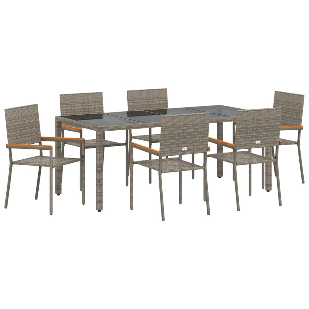 vidaXL Zestaw do jadalni w ogrodzie 7 pcs Szary polirattan