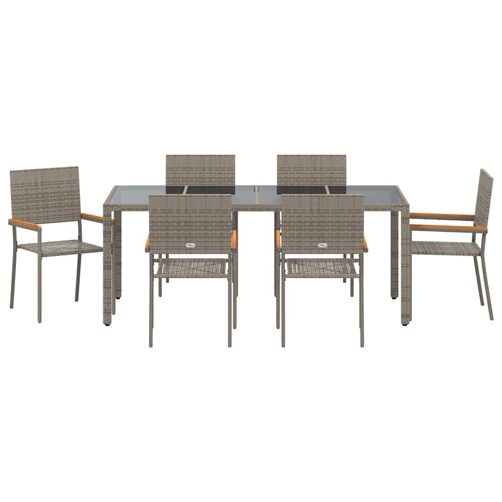 vidaXL Zestaw do jadalni w ogrodzie 7 pcs Szary polirattan