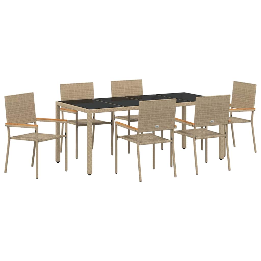 vidaXL Zestaw do jadalni w ogrodzie 7 pcs Beżowy polirattan