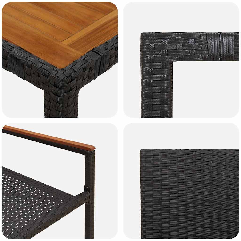 vidaXL Zestaw do jadalni w ogrodzie 3 pcs Czarny polirattan