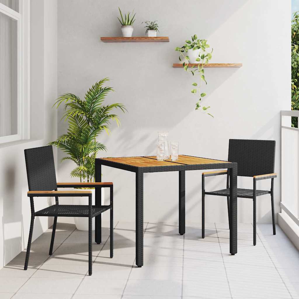 vidaXL Zestaw do jadalni w ogrodzie 3 pcs Czarny polirattan