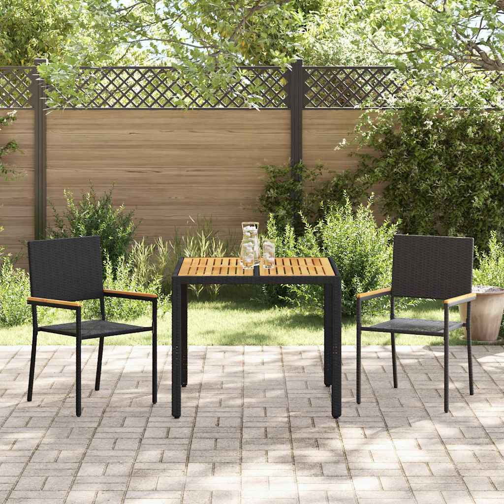vidaXL Zestaw do jadalni w ogrodzie 3 pcs Czarny polirattan