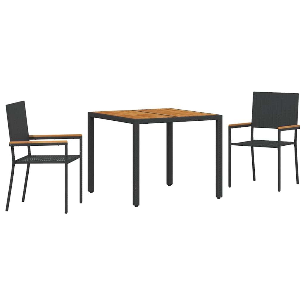 vidaXL Zestaw do jadalni w ogrodzie 3 pcs Czarny polirattan