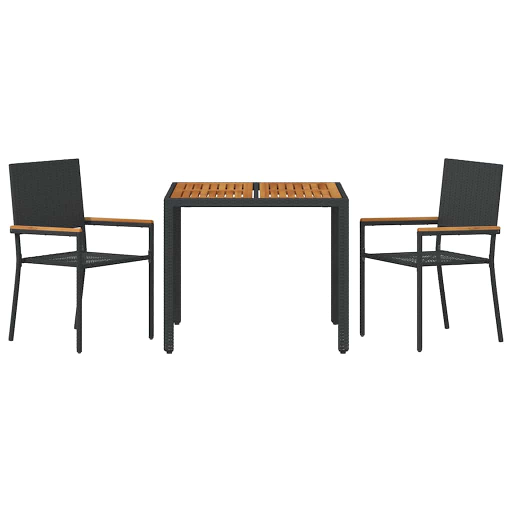 vidaXL Zestaw do jadalni w ogrodzie 3 pcs Czarny polirattan