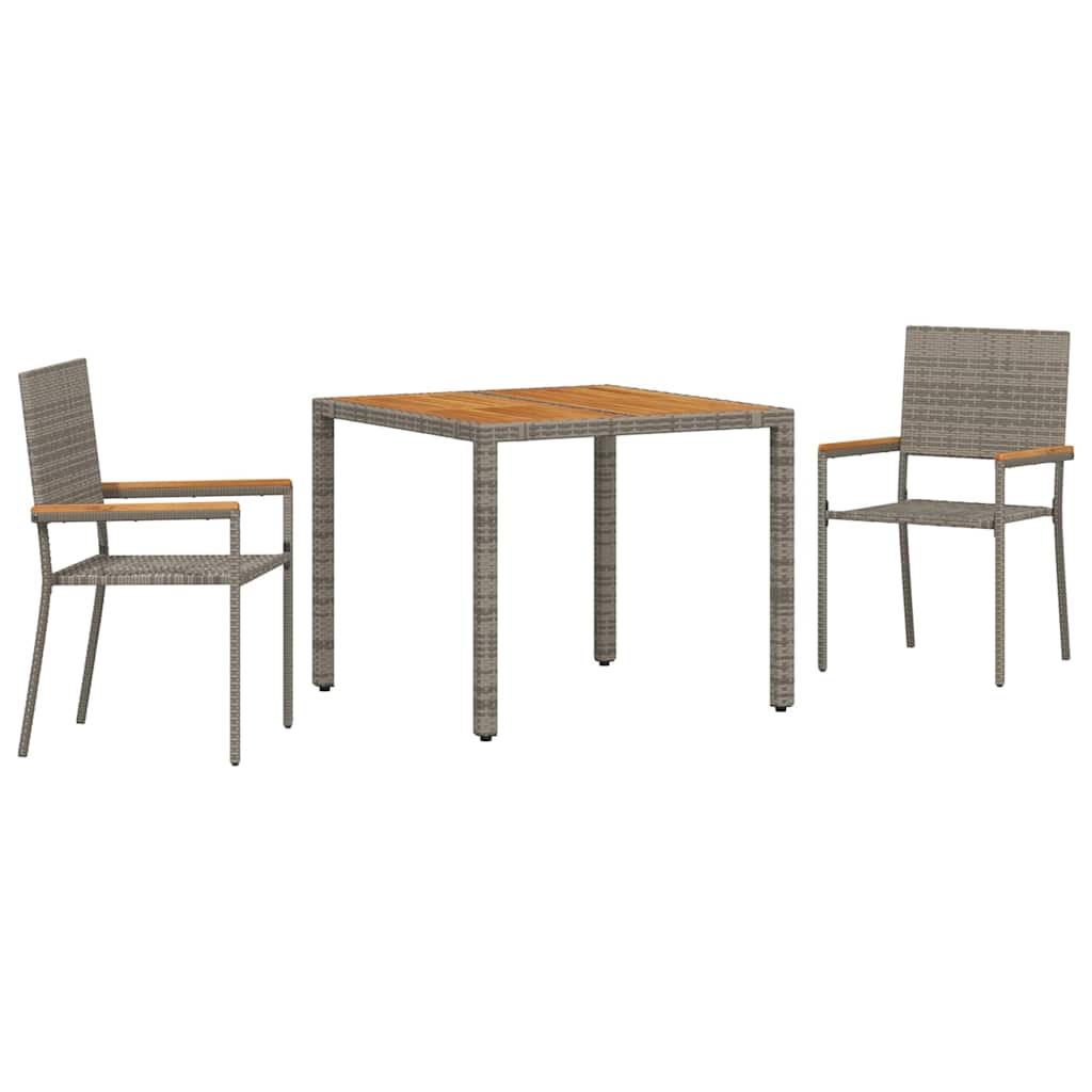 vidaXL Zestaw do jadalni w ogrodzie 3 pcs Szary polirattan