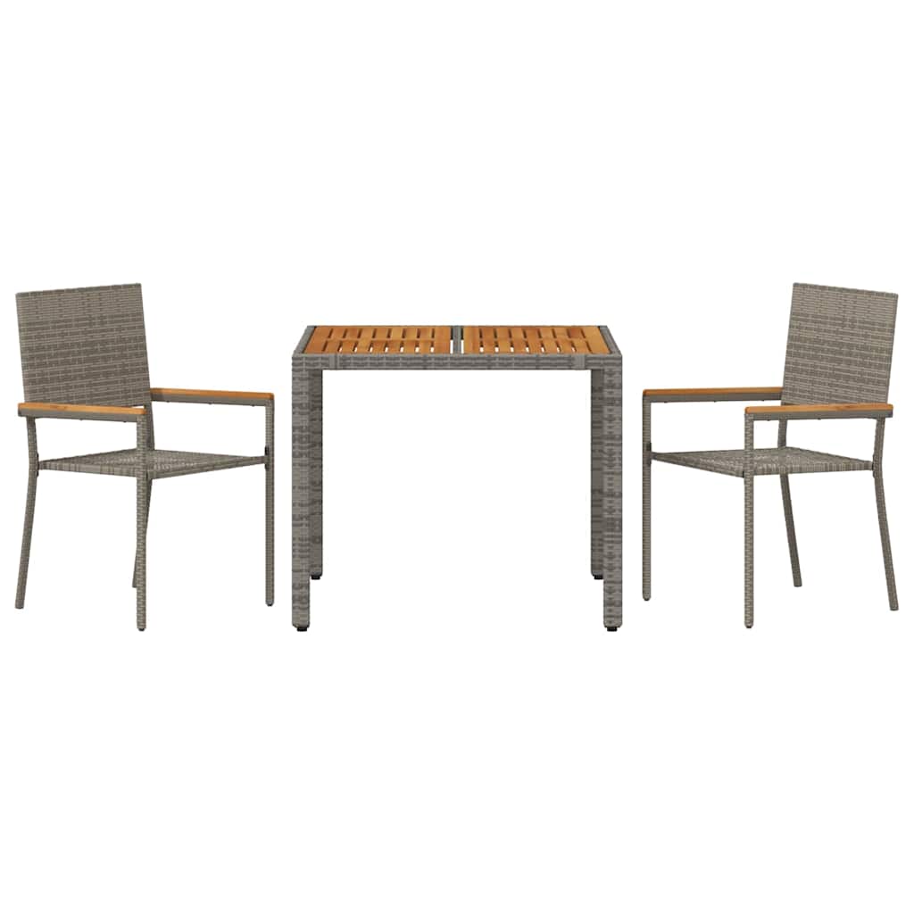 vidaXL Zestaw do jadalni w ogrodzie 3 pcs Szary polirattan
