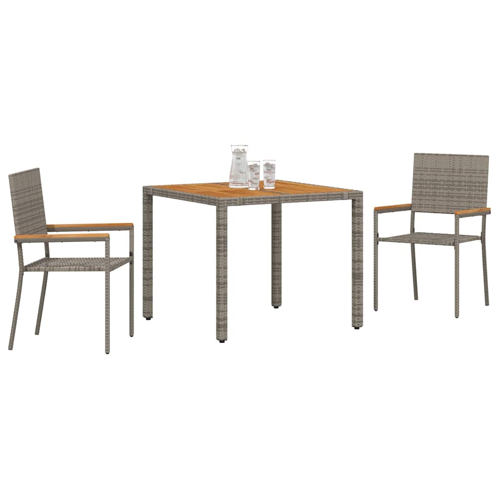 vidaXL Zestaw do jadalni w ogrodzie 3 pcs Szary polirattan