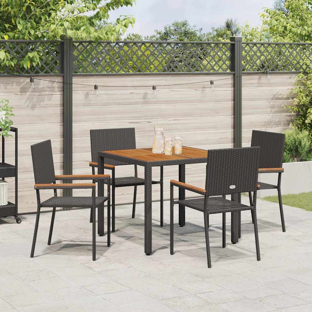 vidaXL Zestaw do jadalni w ogrodzie 5 pcs Czarny polirattan