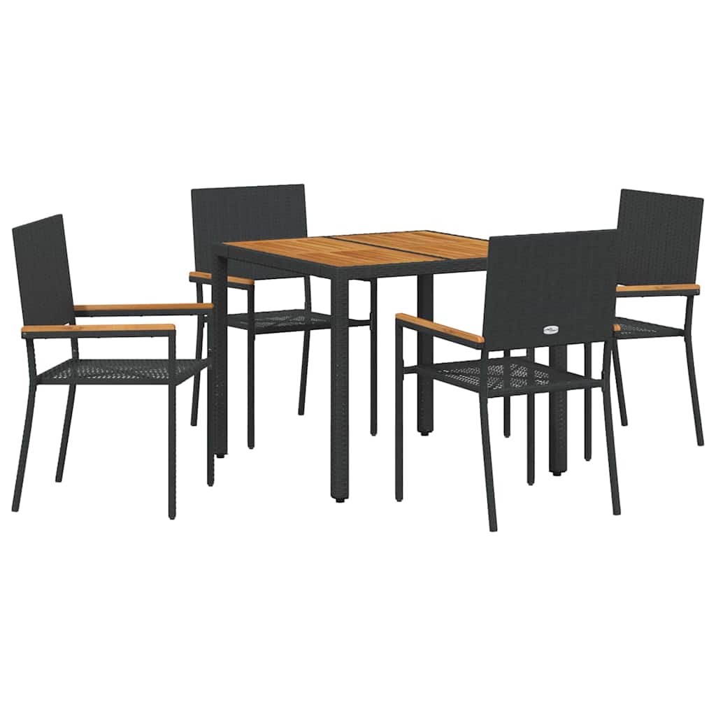 vidaXL Zestaw do jadalni w ogrodzie 5 pcs Czarny polirattan