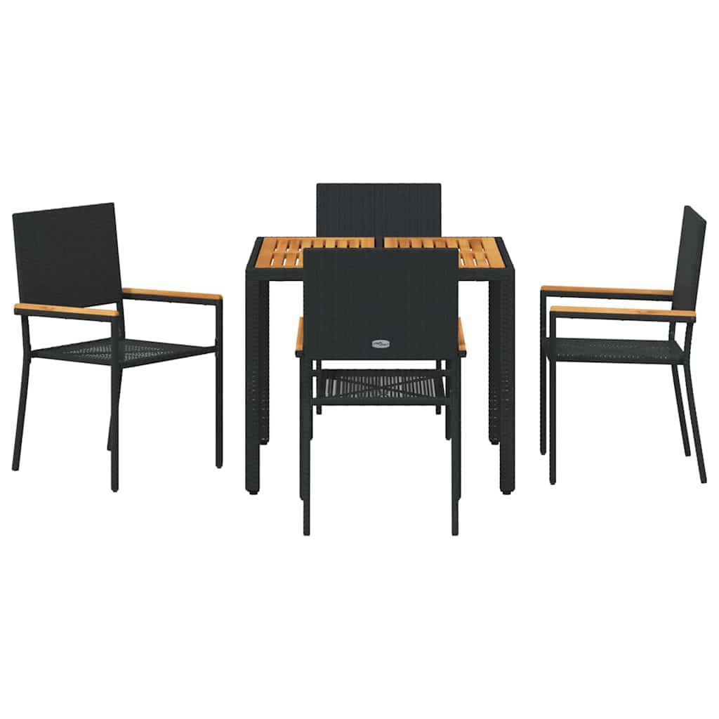vidaXL Zestaw do jadalni w ogrodzie 5 pcs Czarny polirattan