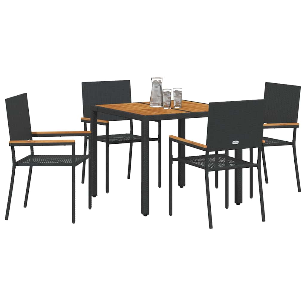 vidaXL Zestaw do jadalni w ogrodzie 5 pcs Czarny polirattan