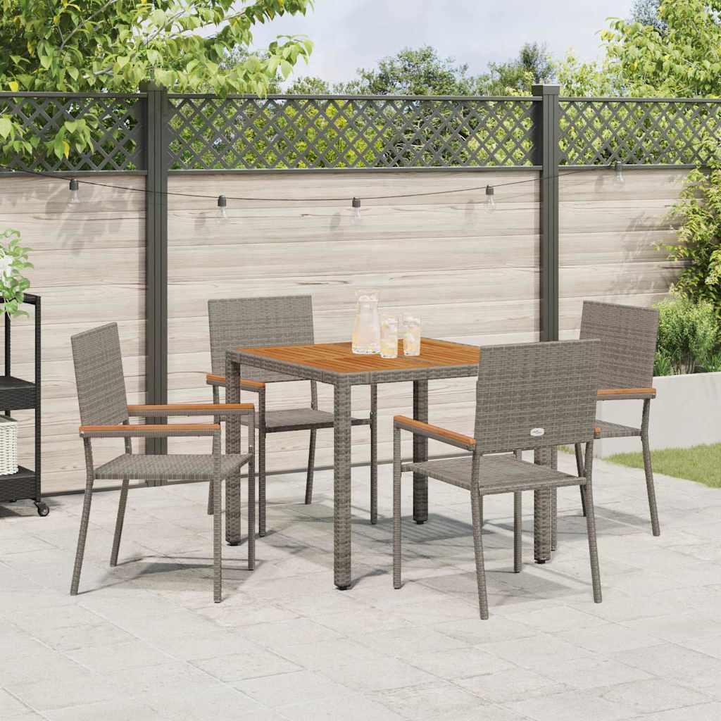vidaXL Zestaw do jadalni w ogrodzie 5 pcs Szary polirattan