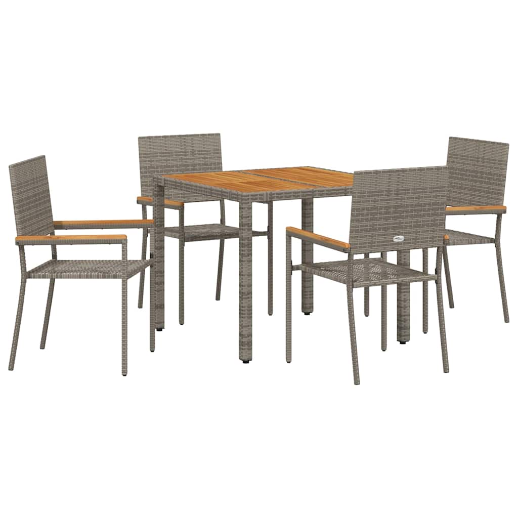 vidaXL Zestaw do jadalni w ogrodzie 5 pcs Szary polirattan