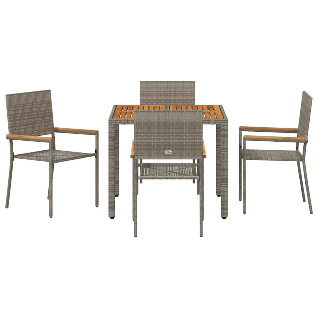 vidaXL Zestaw do jadalni w ogrodzie 5 pcs Szary polirattan