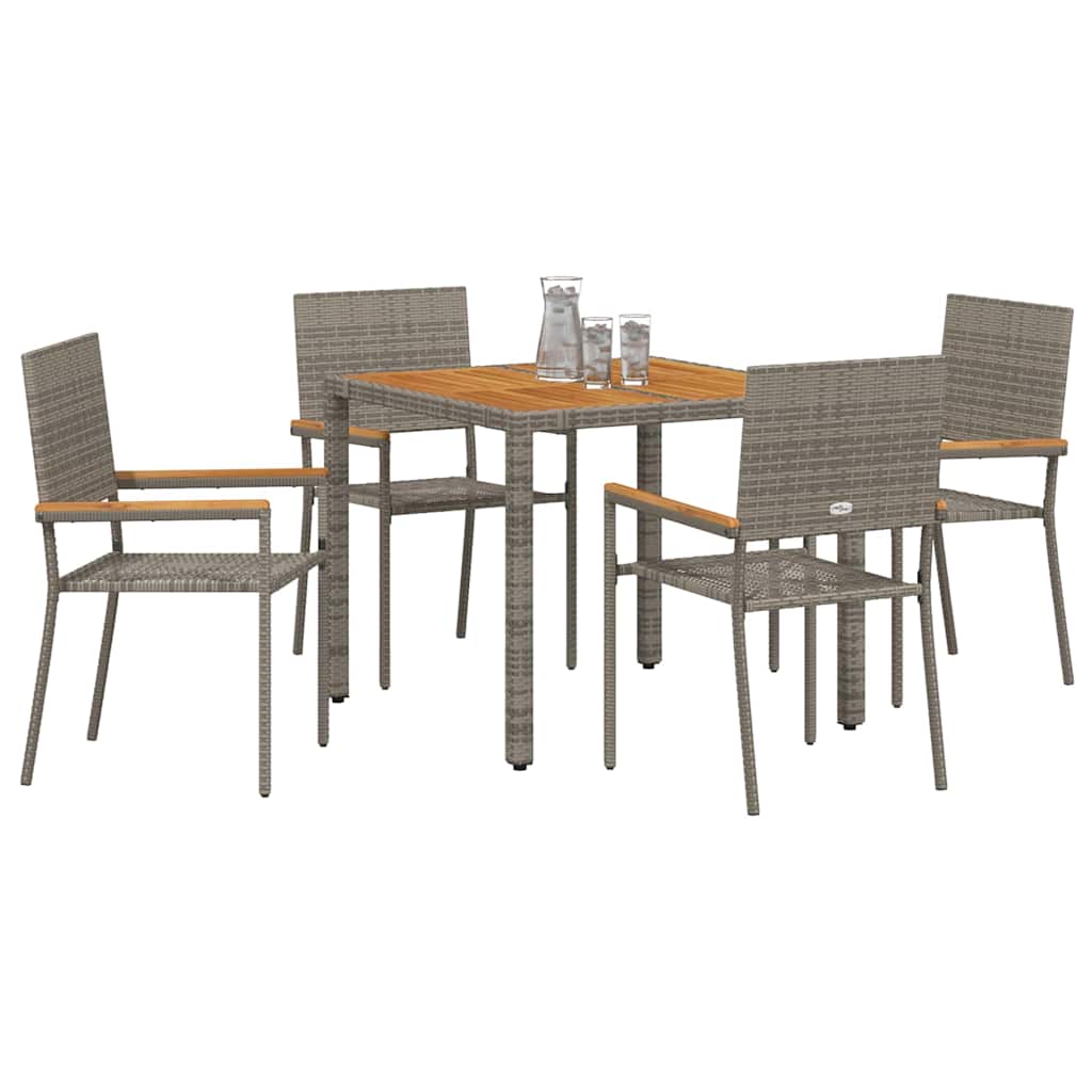 vidaXL Zestaw do jadalni w ogrodzie 5 pcs Szary polirattan