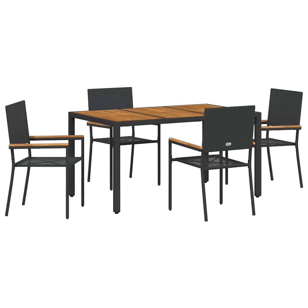 vidaXL Zestaw do jadalni w ogrodzie 5 pcs Czarny polirattan
