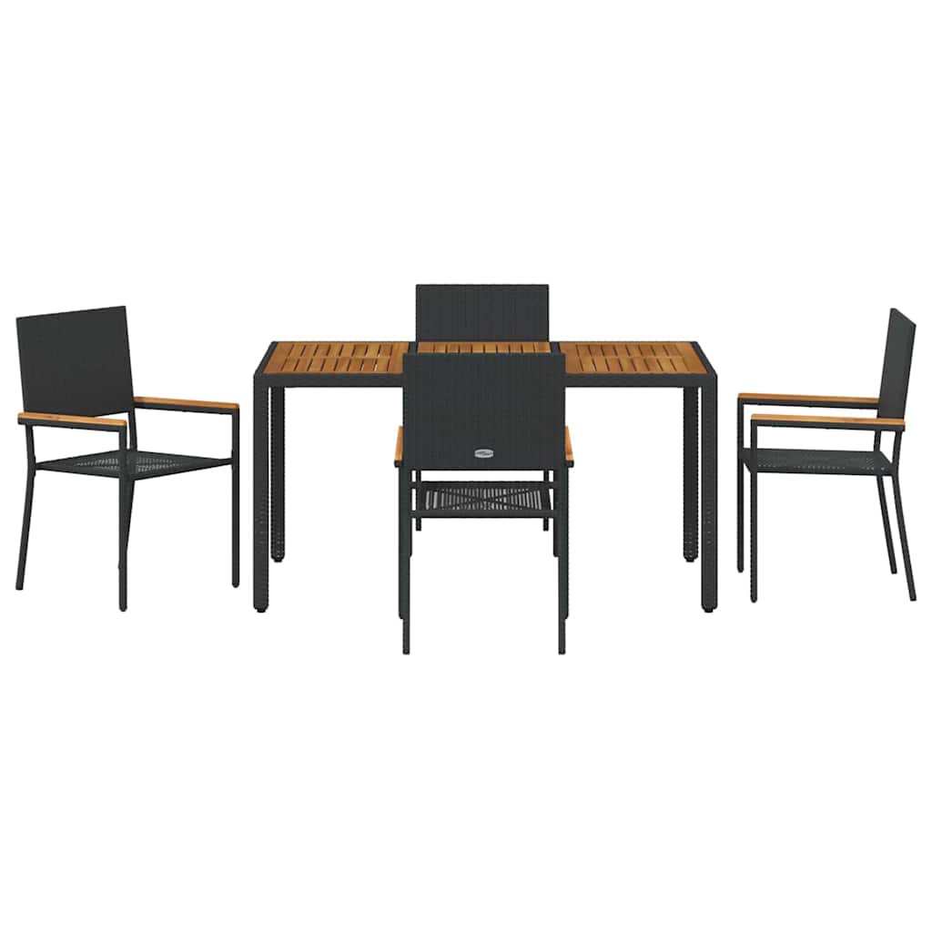 vidaXL Zestaw do jadalni w ogrodzie 5 pcs Czarny polirattan