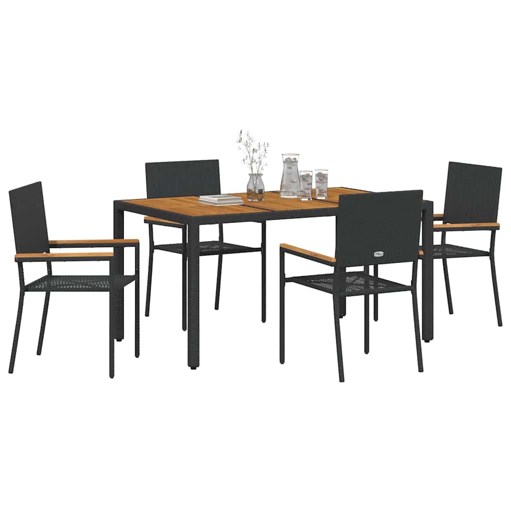 vidaXL Zestaw do jadalni w ogrodzie 5 pcs Czarny polirattan
