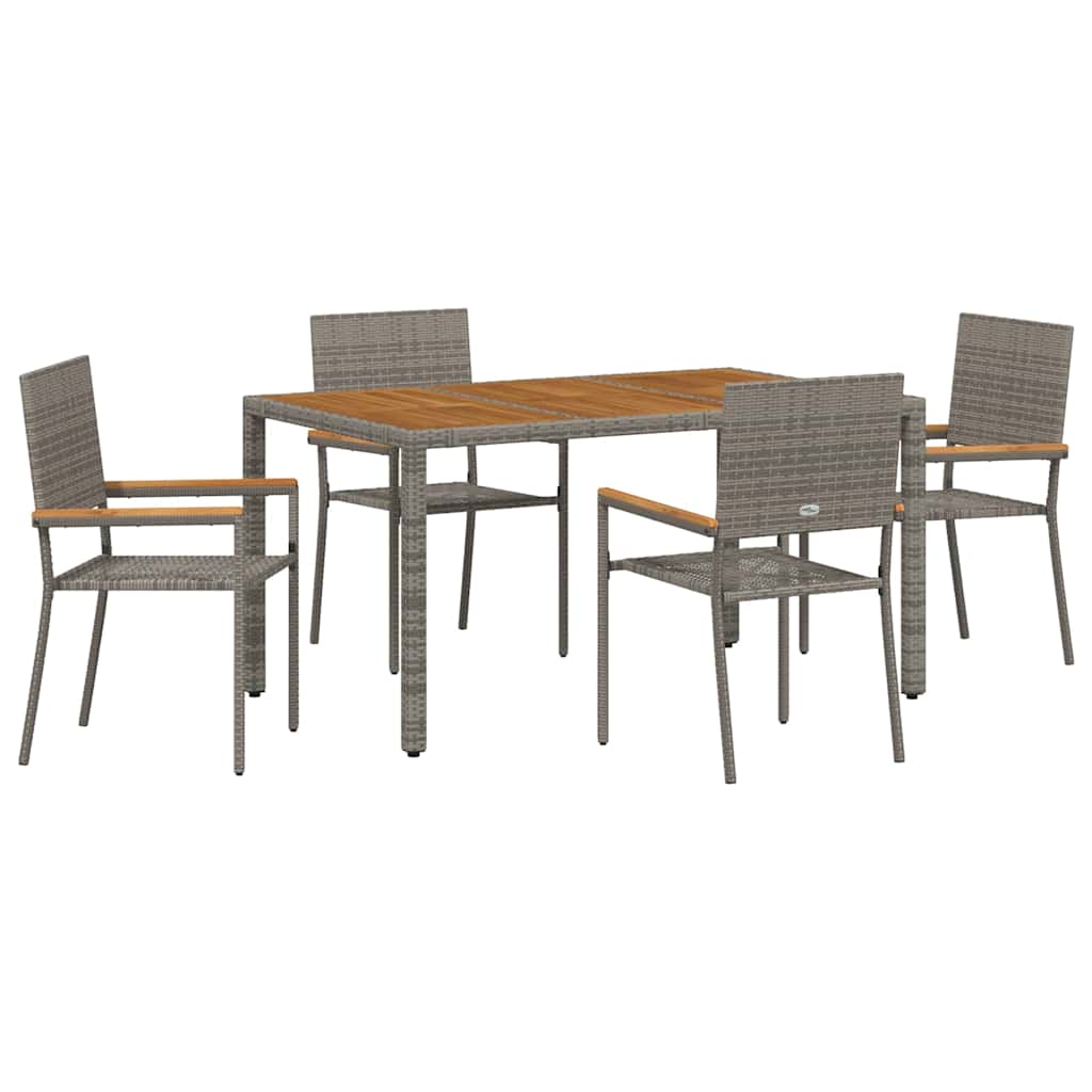 vidaXL Zestaw do jadalni w ogrodzie 5 pcs Szary polirattan
