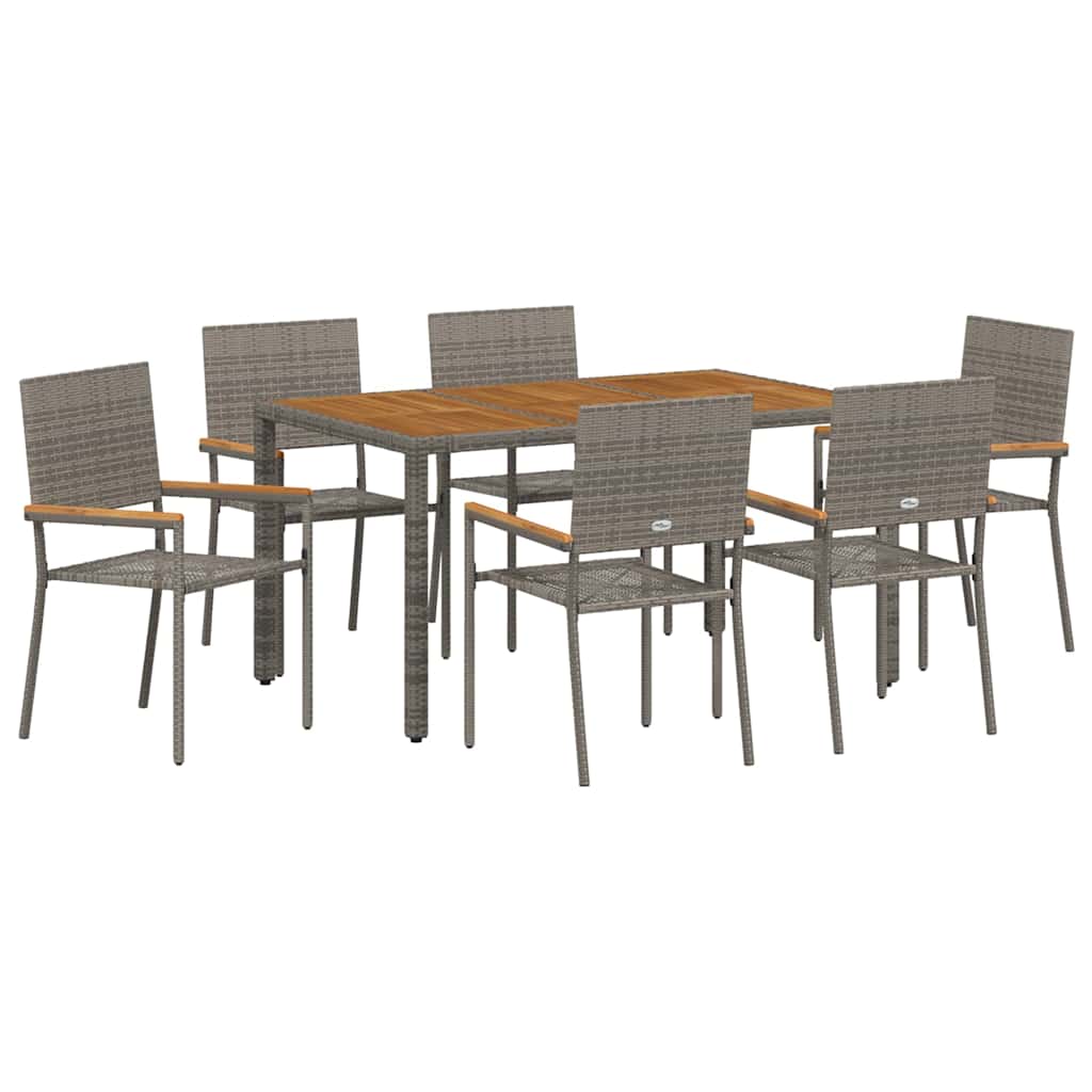 vidaXL Zestaw do jadalni w ogrodzie 7 pcs Szary polirattan